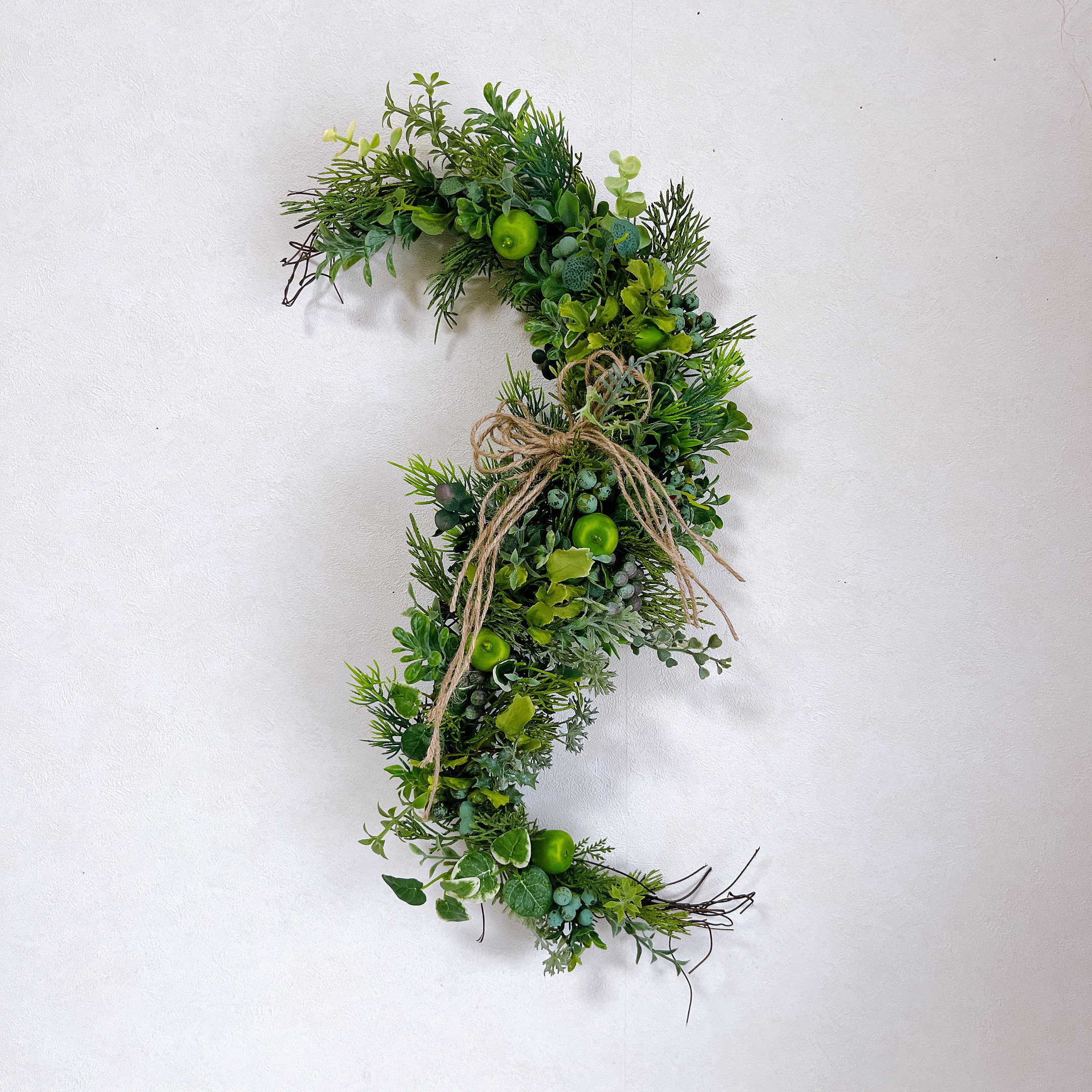 癒しのグリーアップルスワッグ　グリーンスワッグ　壁掛け　ナチュラル　ギフト　記念日