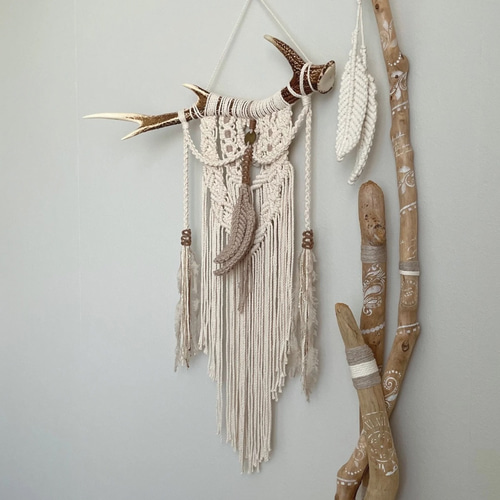 鹿の角×マクラメタペストリー || 慧鹿 －エシカ－ || ナチュラル