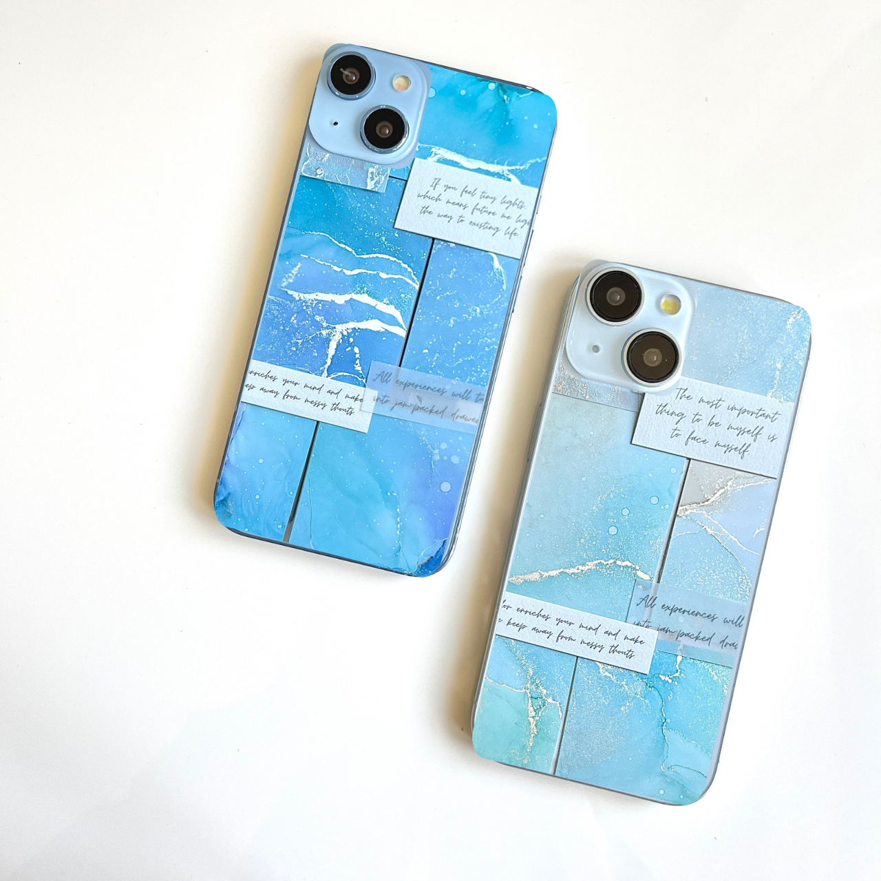 《原画一点物インナーシート付きスマホケース》海と空をイメージしたライトブルーコレクション iPhone/Android