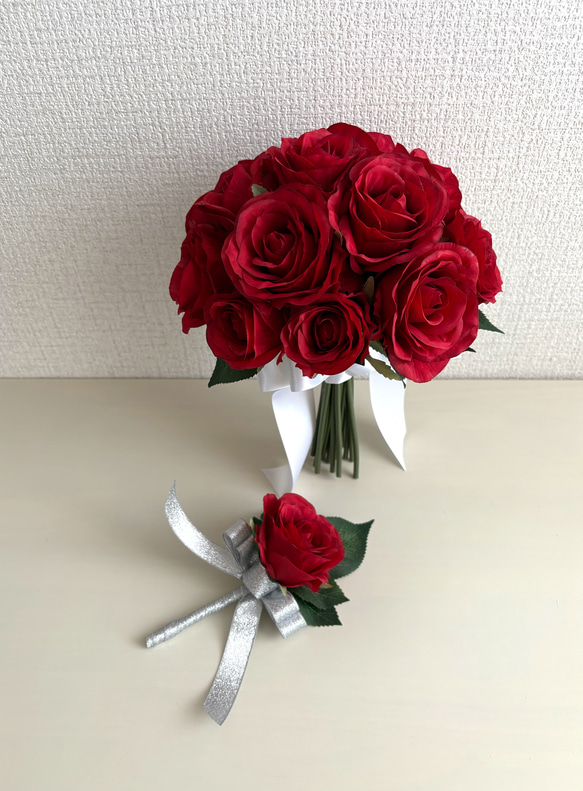 ウェディングブーケ 芍薬とバラのブーケ ラウンドブーケ