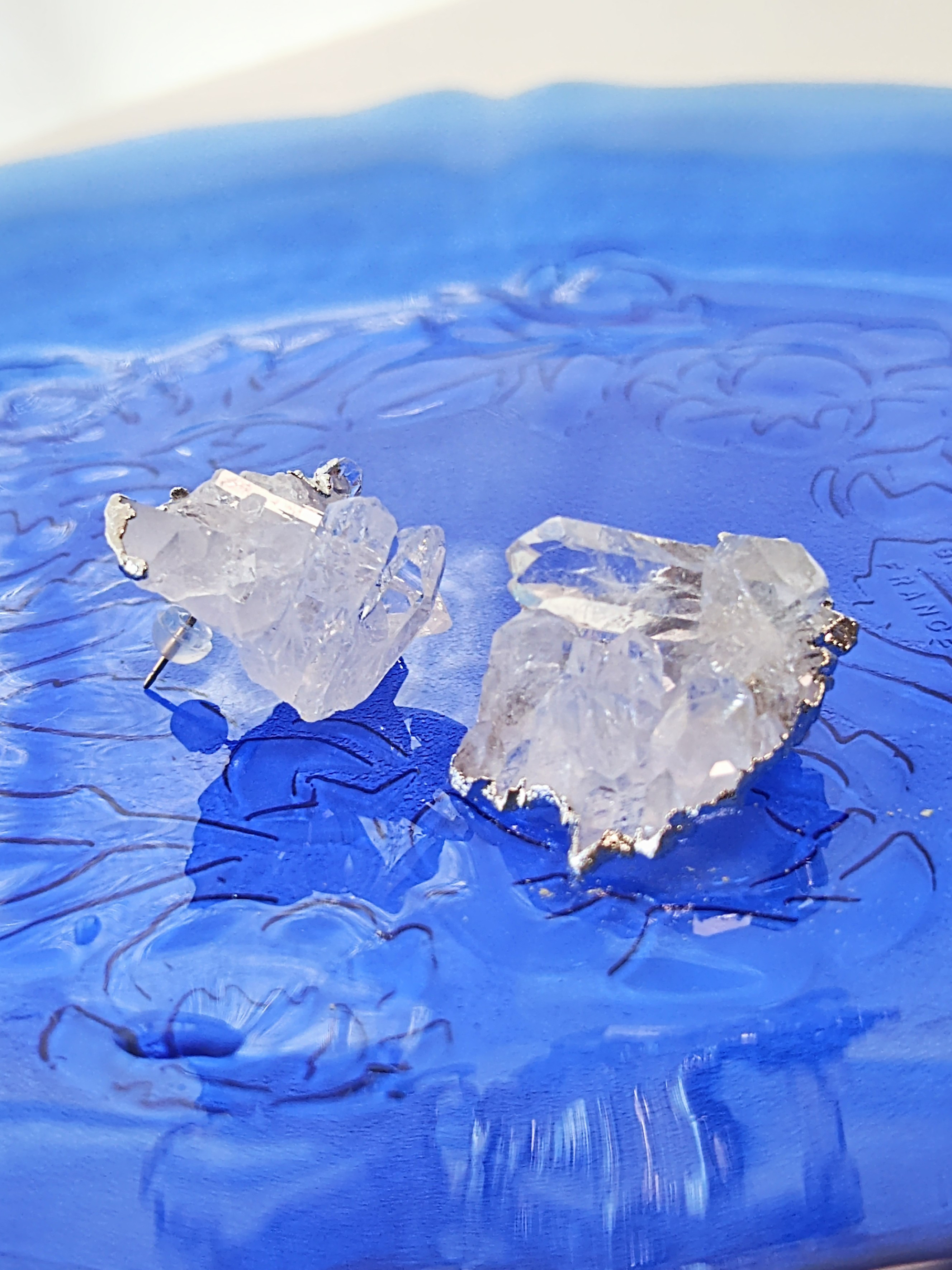 水晶クラスター トマスゴンサガ産アシンメトリーピアス