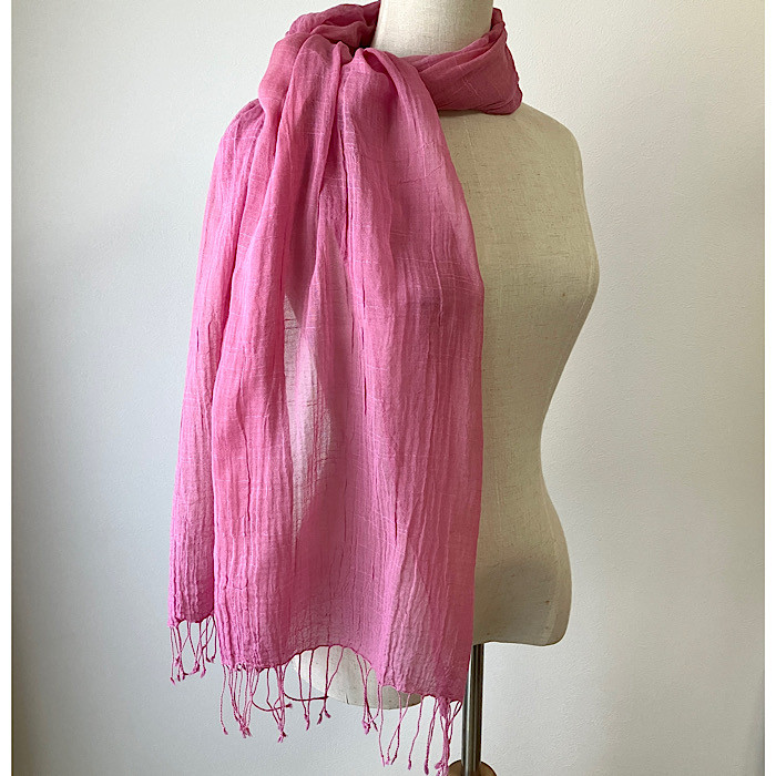 草木染綿ガーゼ織ストール＊蘇芳染め