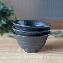 《数量限定・特別価格》ろくべ型茶碗・中　ツヤありいぶし黒　 5枚目の画像