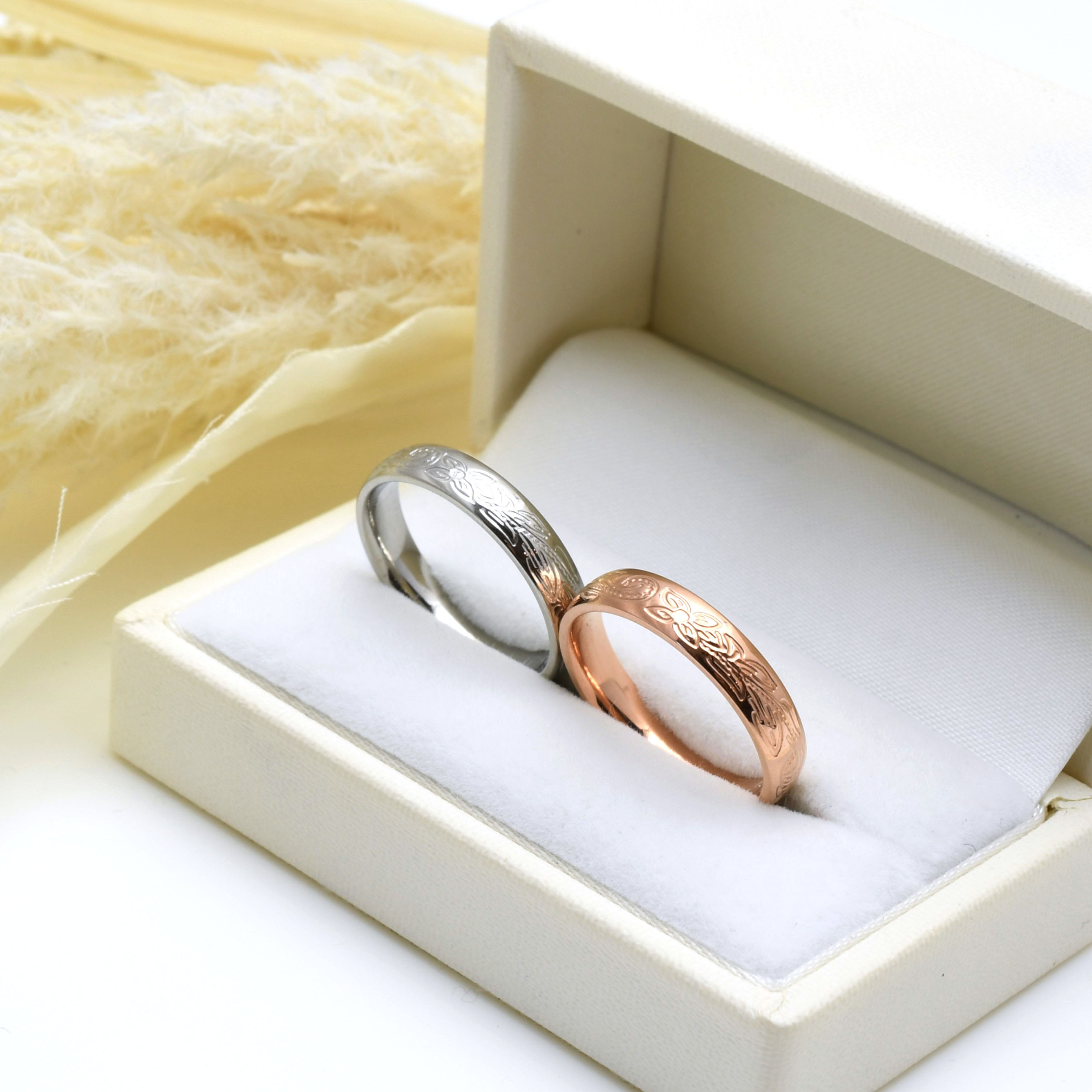 *＊フラットハワイアンペアリング＊*   誕生石 刻印 対応 ステンレス316L  プレゼント