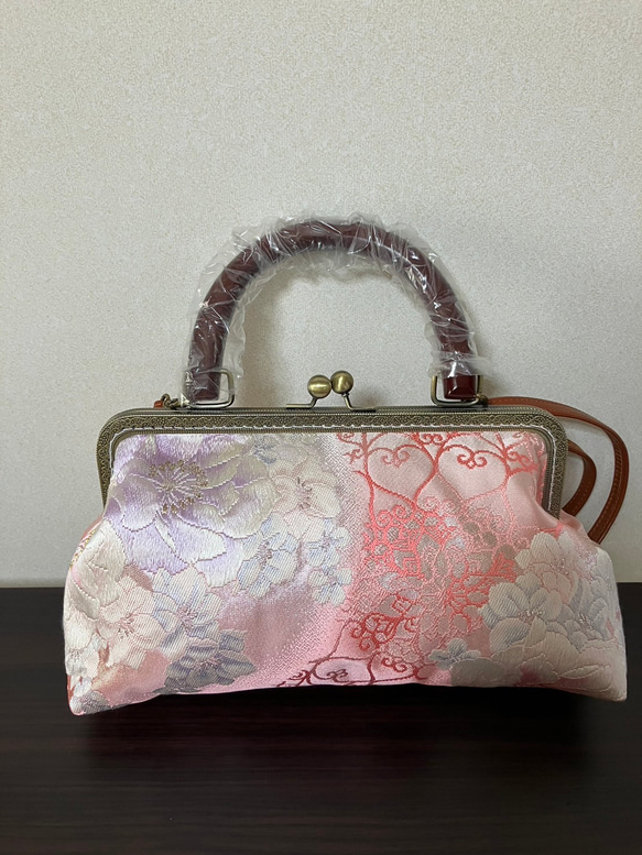 アンズルーム☆2WAY☆着物 帯☆がま口 バッグ☆ハンドバッグ