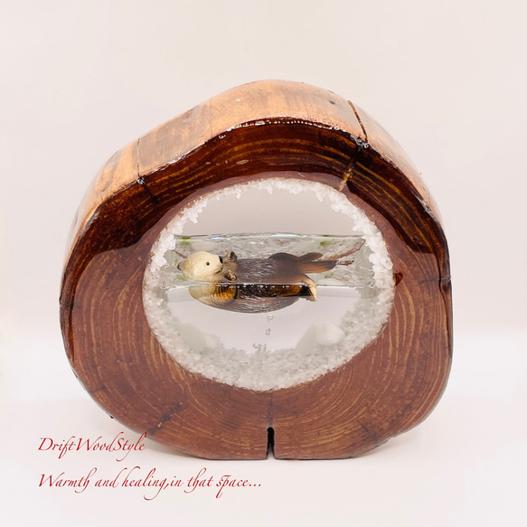 一つ限りの流木アート 海に浮かぶラッコ ジオラマ 流木 フィギュア 置物 インテリア レジン テラリウム 生き物 N33 7枚目の画像