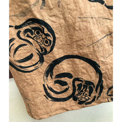 専用になりました❣️手ぬぐい鉄媒染×柿渋染めサルエルパンツ 手ぬぐい鉄媒染×柿渋染めサルエルパンツ 柿渋染め サルエルパンツ 綿