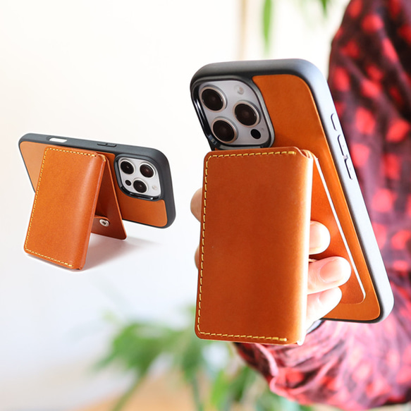 “Magカード”14色 MagSafe カードケース スタンド アクセサリ マグセーフ ウォレット 革 栃木レザー 名入 1枚目の画像