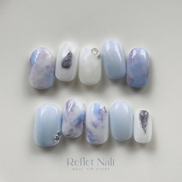 雨粒に咲く、紫陽花のニュアンスネイル ネイルチップ（つけ爪） Reflet