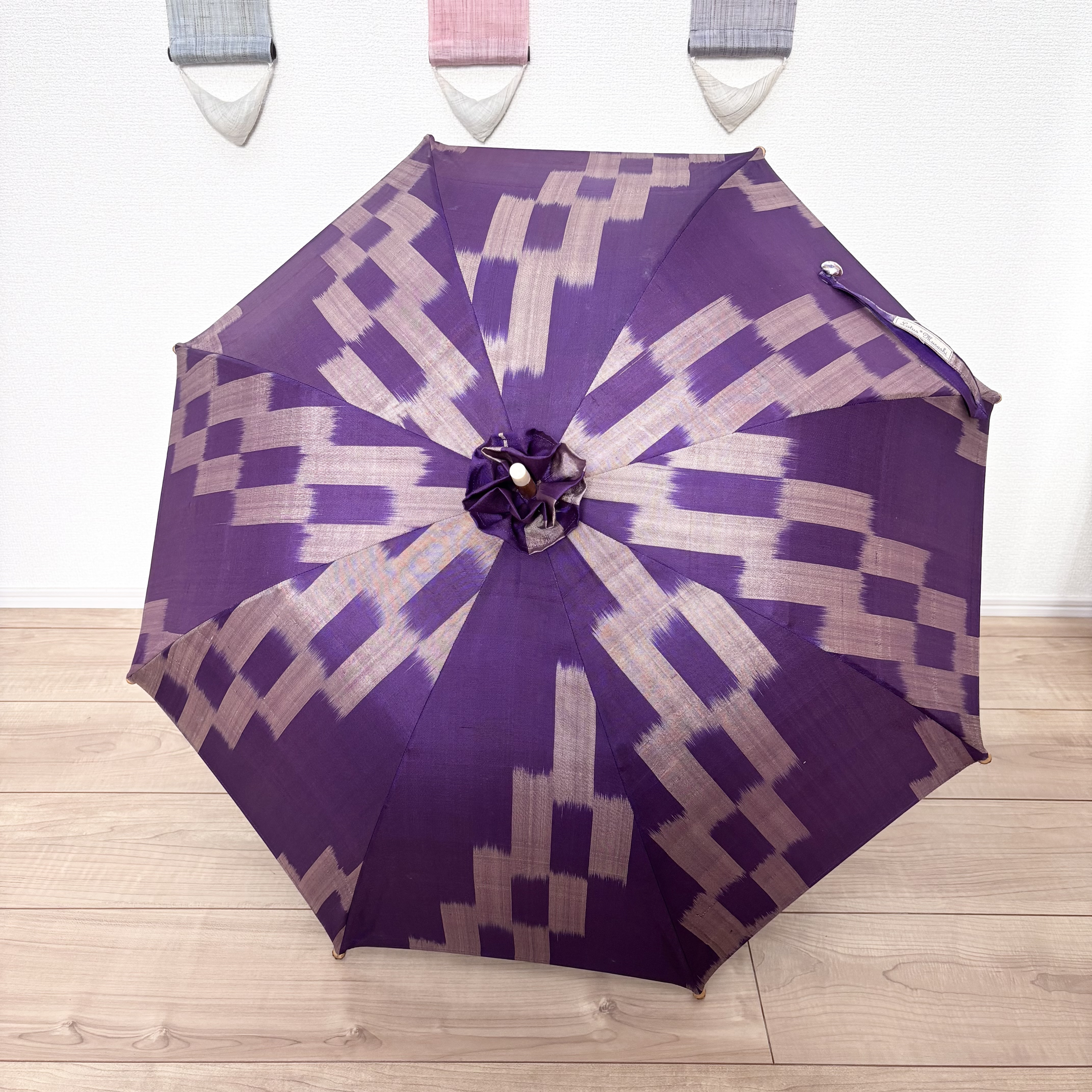 銘仙の着物から作った日傘　炎気