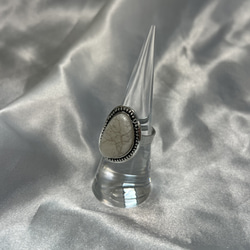 ホワイトストーン ヴィンテージ シルバーリング メンズライク 大ぶり