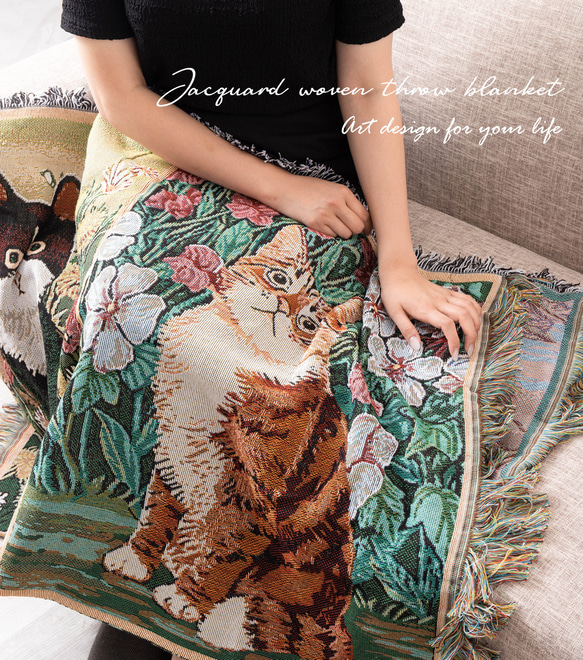 Jubilee 猫犬デザイン ジャガード スローケットラグ 130 x160 cm jubileethrow130160 6枚目の画像