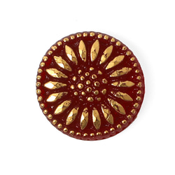 ガラスカボション 1.8cm ひなぎく ワインレッド＆ゴールド 1枚目の画像