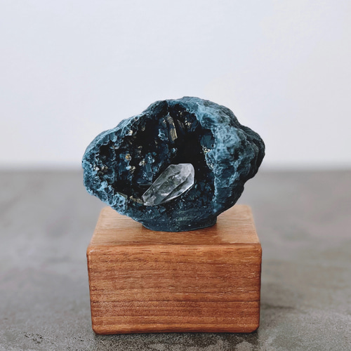 ame cachée】水晶とジオード(夜空色)のストーンオブジェ ストーン