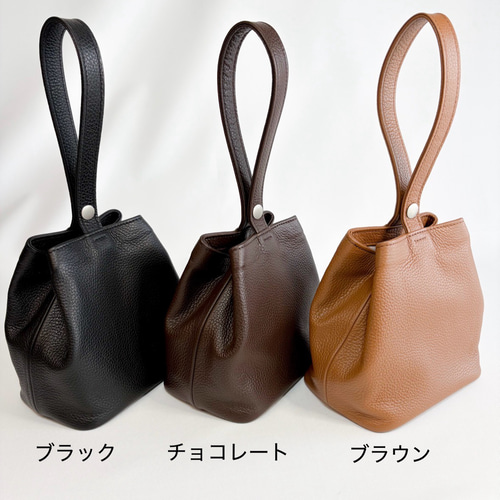 レザー巾着バッグ メンズ レディース 軽量 コンパクト ワンハンドル