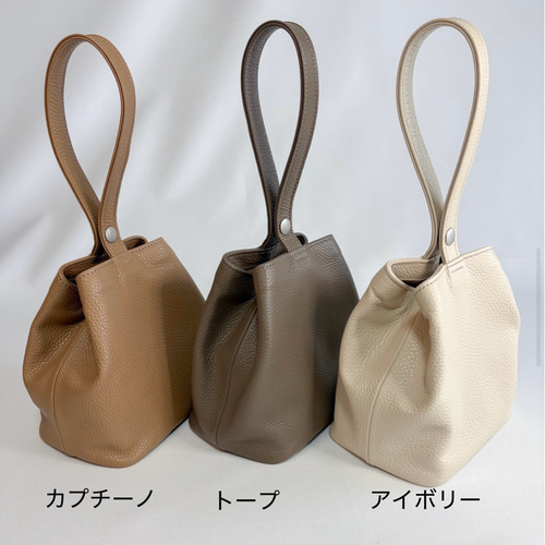 レザー巾着バッグ メンズ レディース 軽量 コンパクト ワンハンドル