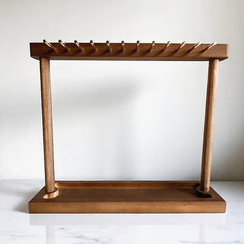 12フック トレイ付き ネックレススタンド 木製ネックレスディスプレイ