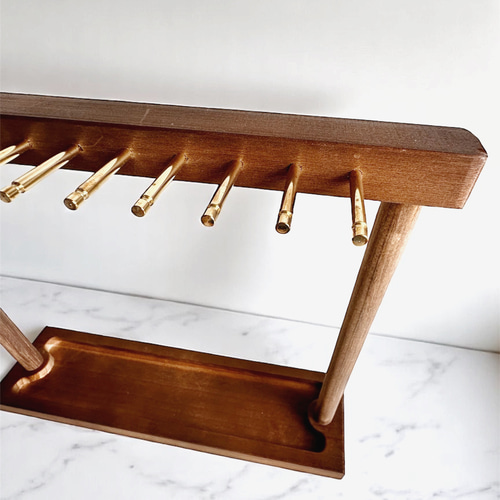 12フック トレイ付き ネックレススタンド 木製ネックレスディスプレイ