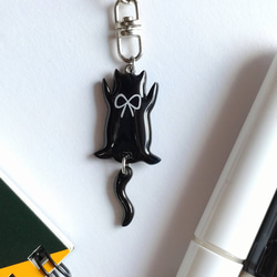 猫ニャン キラキラパープルラメ レジン ヘアピン2本セット ヘアピン