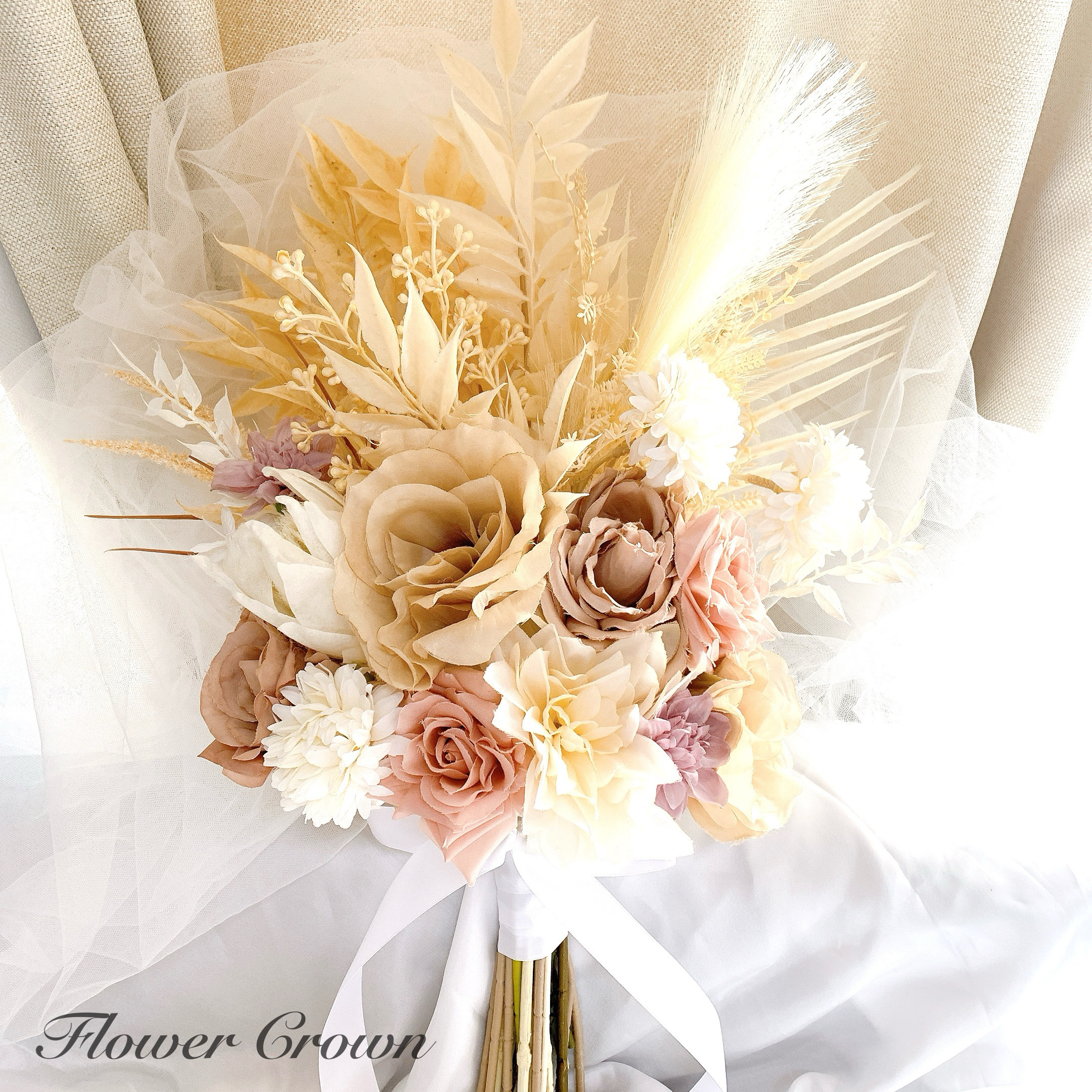 クラッチブーケ アーティフィシャルフラワーブーケ 結婚式 ウエディングブーケ ブライダル ドライフラワー風 造花 披露宴