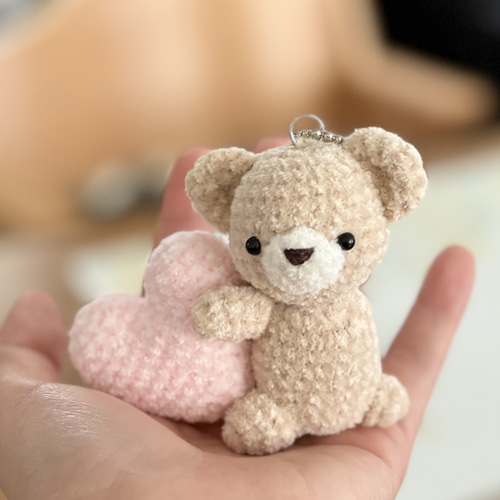 お好きな色で作成可能！くまちゃんキーホルダー】あみぐるみ くま くま
