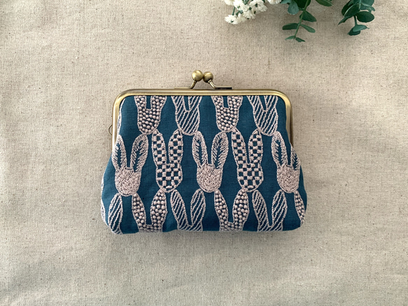 ミナペルホネン　ポンピア　ハンドメイド　がま口　コインケース　ポーチ 2枚目の画像