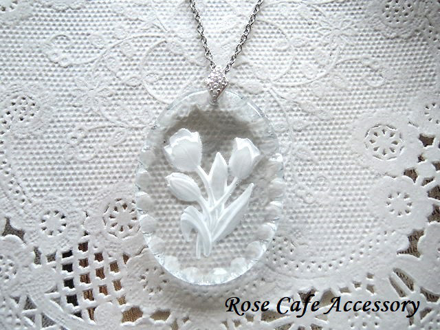 （516）超レアアイテム✨ドイツ製インタリオ✨ビッグサイズ/tulip flower40×30mm。・。・(^^♪