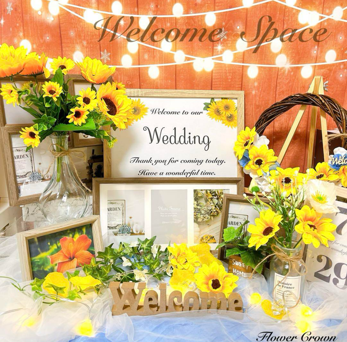 ウェルカムスペースセット 結婚式 ウェルカムボード まとめ売りり 夏 ひまわり 造花 ウエディング ブライダル