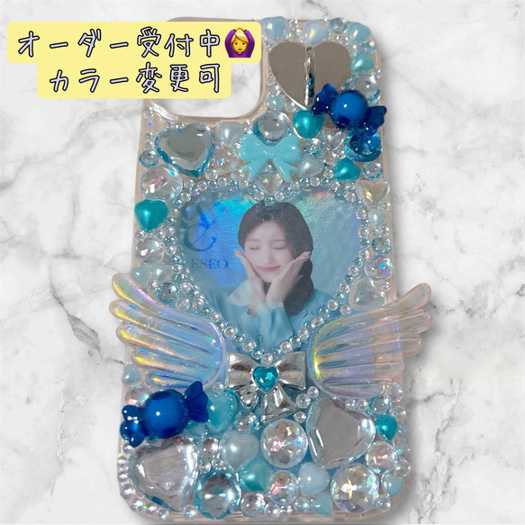 デコ電 羽モチーフ ウイッシュコア iPhone13.14 韓国 iPhoneケース