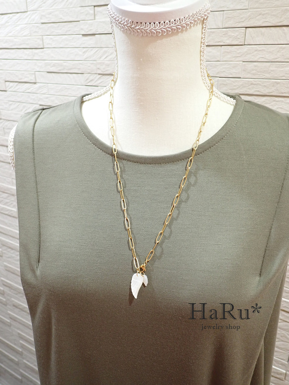 宝石質シェル（天使の羽）☆サージカルステンレスネックレス（5WAY）G 11枚目の画像