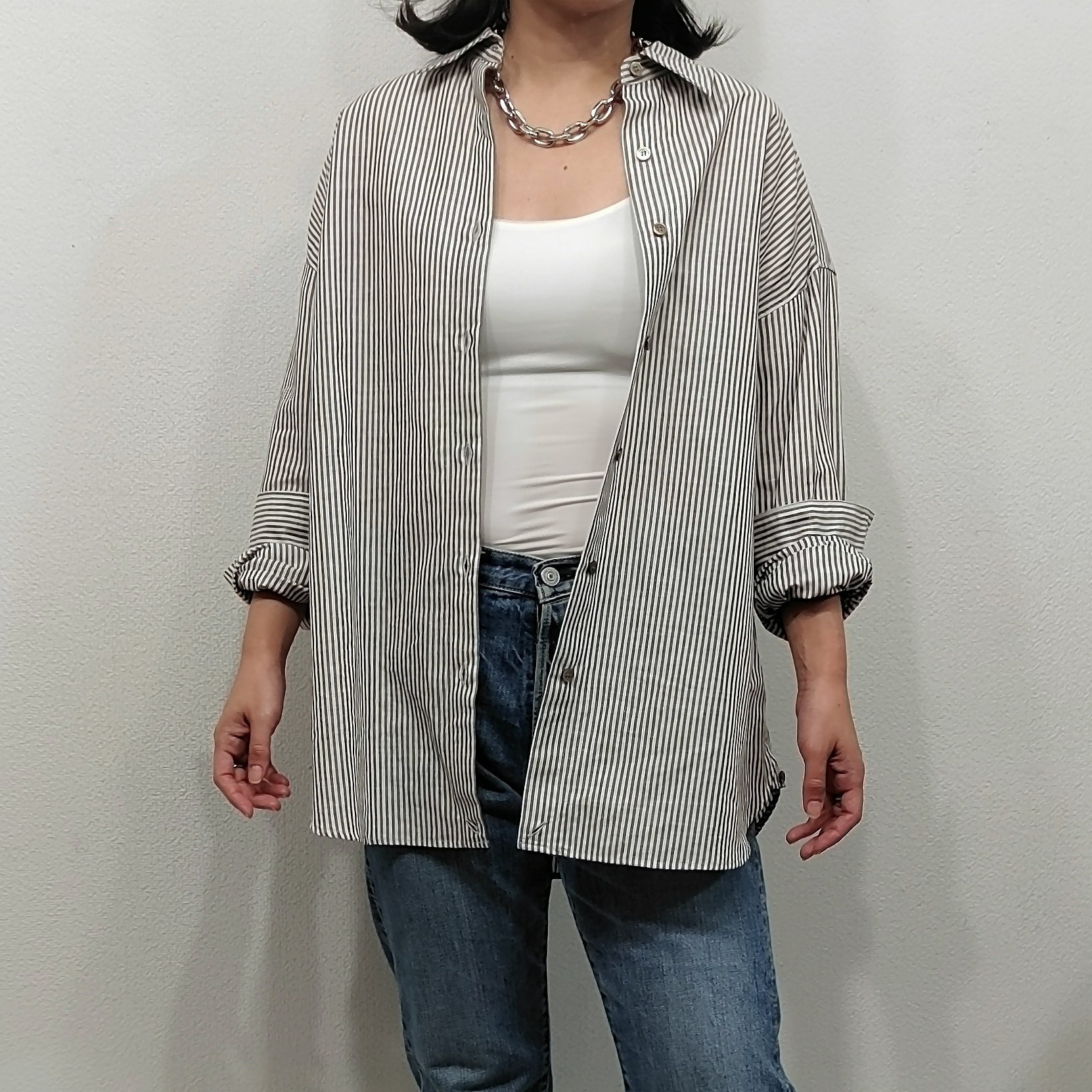 カシュクールになる♪　リネン　3色から選べる　麻　イエロー　ネイビー　ストライプ（ブラウン）　日本製