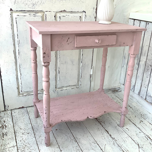 シャビーシック　フレンチカントリー　コンソール　テーブル　デスク　アンティーク 現品・在庫あり】コンソールテーブル・ピンク・フレンチシック