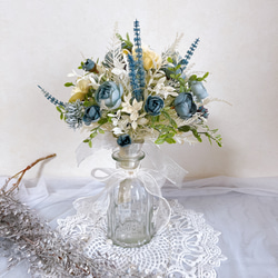 ＊爽やかなブルーflowerリース＊アーティフィシャルフラワー玄関リース夏リース 爽やかなブルーflowerリース＊アーティフィシャルフラワー玄関