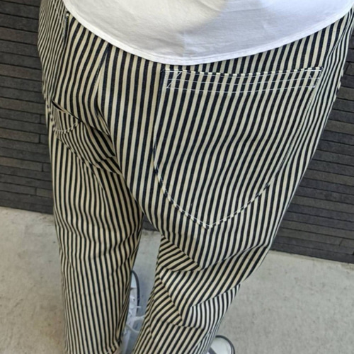 岡山 デニムヒッコリー 10オンス太ストライプ】サルエルパンツ