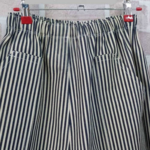 岡山 デニムヒッコリー 10オンス太ストライプ】サルエルパンツ