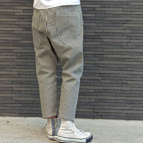 岡山 デニムヒッコリー 10オンス太ストライプ】サルエルパンツ