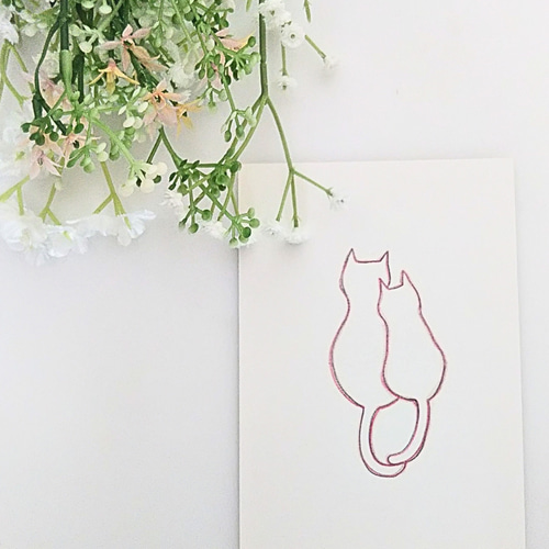 色鉛筆画　ハガキサイズ　猫　原画 色鉛筆画 猫 原画 ハガキ - メルカリ