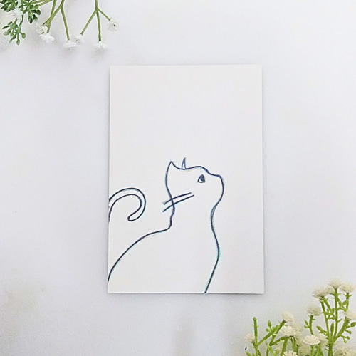 色鉛筆画　ハガキサイズ　猫　原画 色鉛筆画 猫 原画 ハガキ - メルカリ