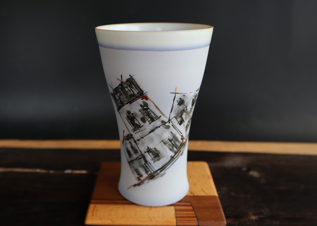 青・街かどグラス－京焼・清水焼