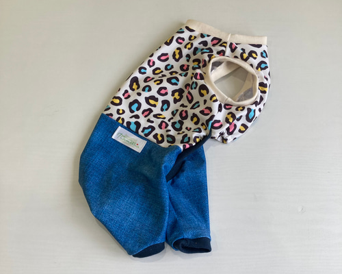 犬服 接触冷感 ロンパース レオパード柄（カラフル）＆デニム柄 M