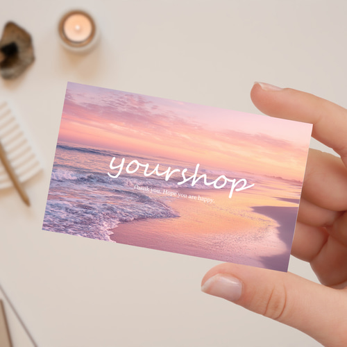 海モチーフの静かな波デザイン＊ショップカード・名刺｜両面印刷・セミ