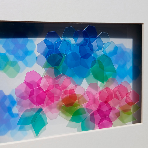 透明感ある紫陽花 切り絵 インテリア 絵 額 壁掛け 卓上 透ける 花