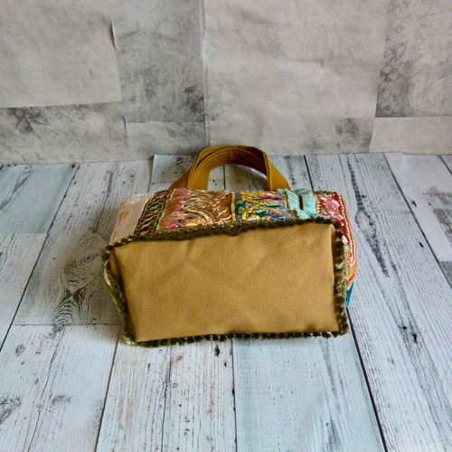 美しいインド刺繍リボントートバッグ③【Sサイズ】 トートバッグ muika