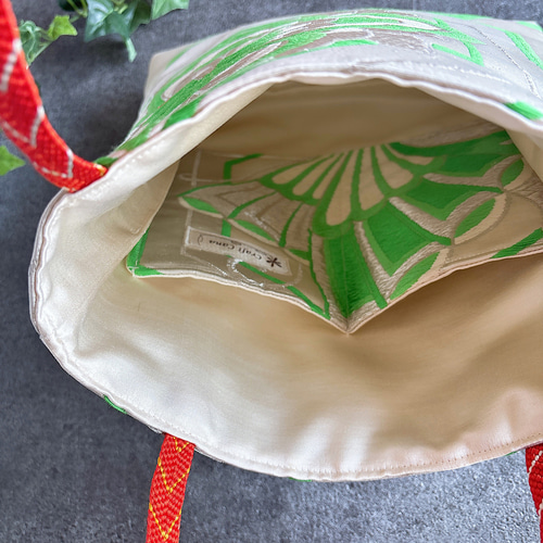 一点もの・帯リメイク トートバッグ｜吉祥文様 亀甲花菱