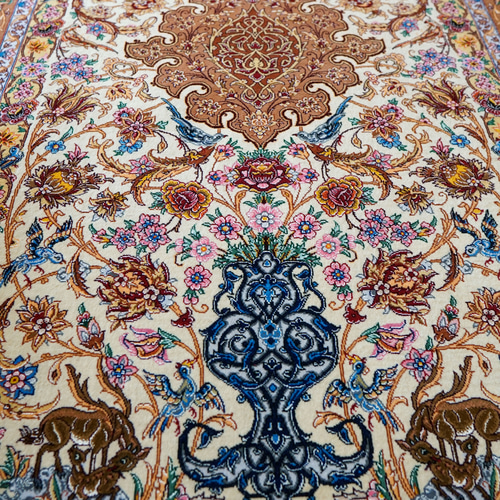 163×110cm 手織りペルシャ絨毯 イスファハン サハラク房