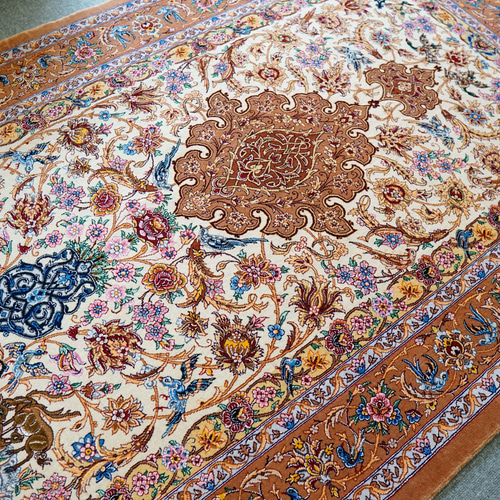 163×110cm 手織りペルシャ絨毯 イスファハン サハラク房
