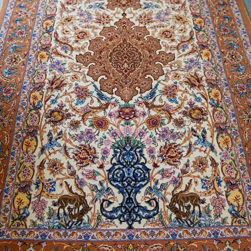 163×110cm 手織りペルシャ絨毯 イスファハン サハラク房