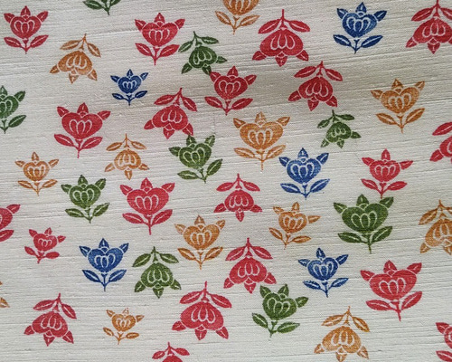 古布、4枚はぎあわせ、牡丹に橘柄