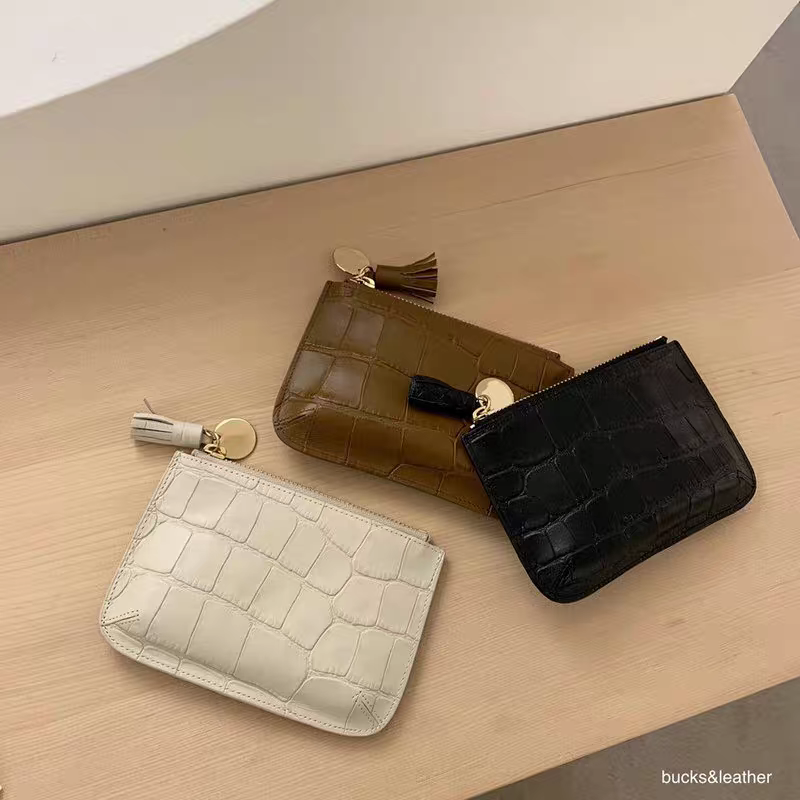 【牛革製★おしゃれなワニ柄カードケース】免許証入れ│財布│コインケース│トップレザー│コンパクト│シンプル│