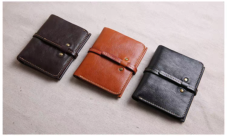【牛革製☆薄型二つ折り財布】紐留めカードケース│コンパクト│隠しポケット│柔らかい│レトロ系│多機能│ 4,880円
